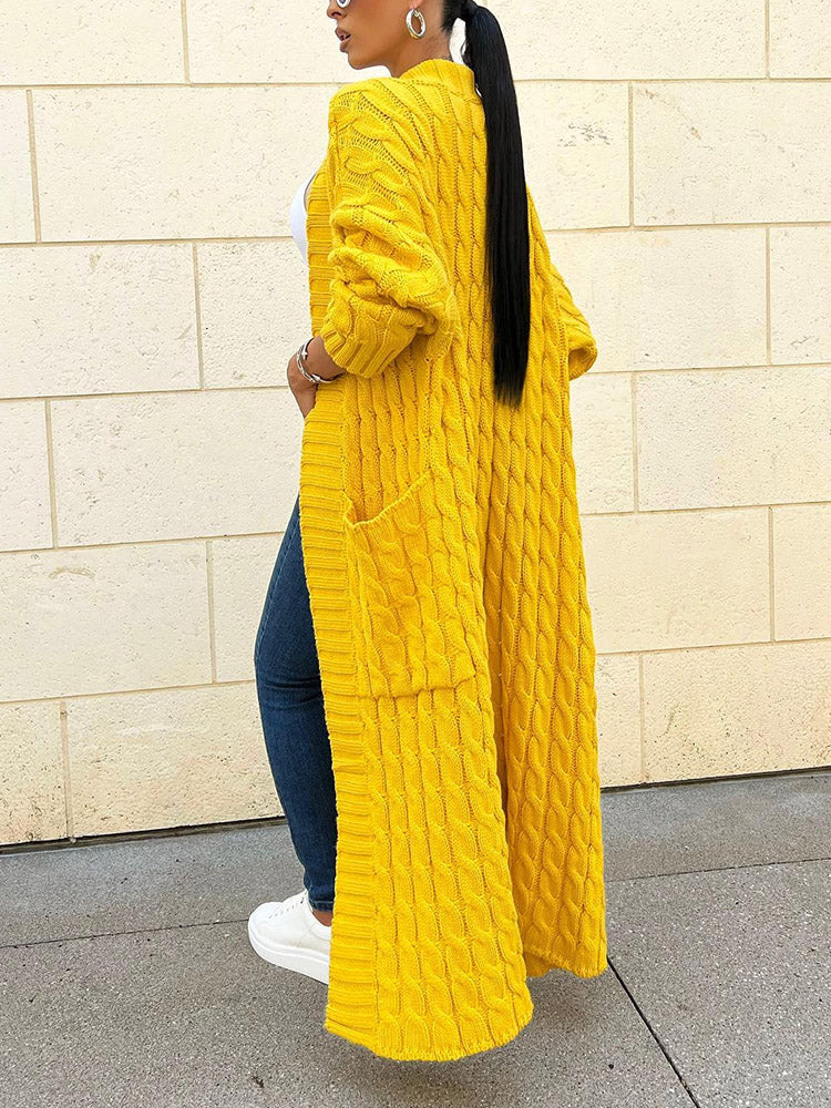 Knitted Solid Graceful Open Front Cardigan - Image 14
