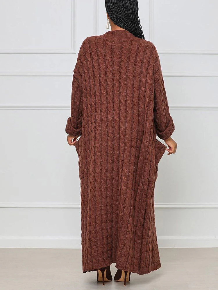 Knitted Solid Graceful Open Front Cardigan - Image 17