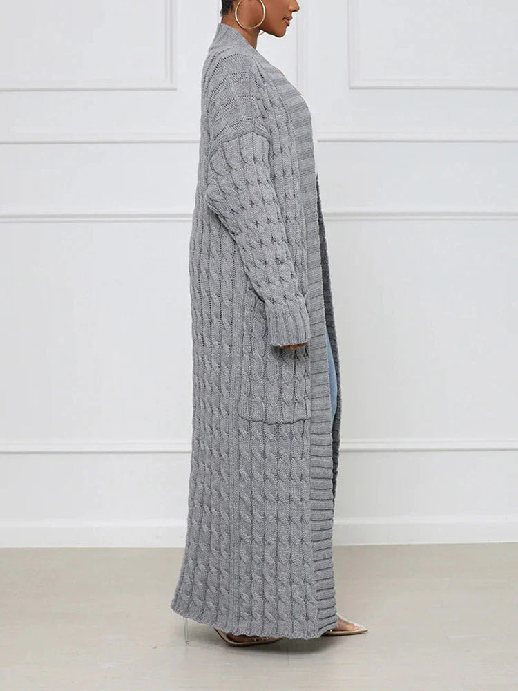 Knitted Solid Graceful Open Front Cardigan - Image 21