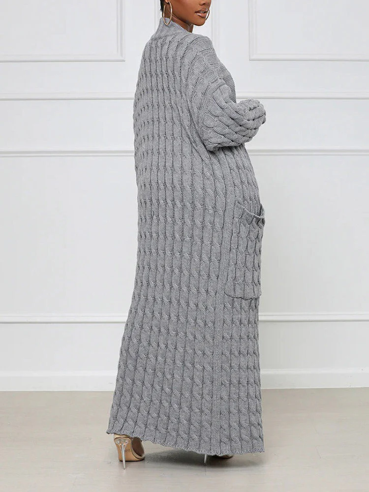 Knitted Solid Graceful Open Front Cardigan - Image 22