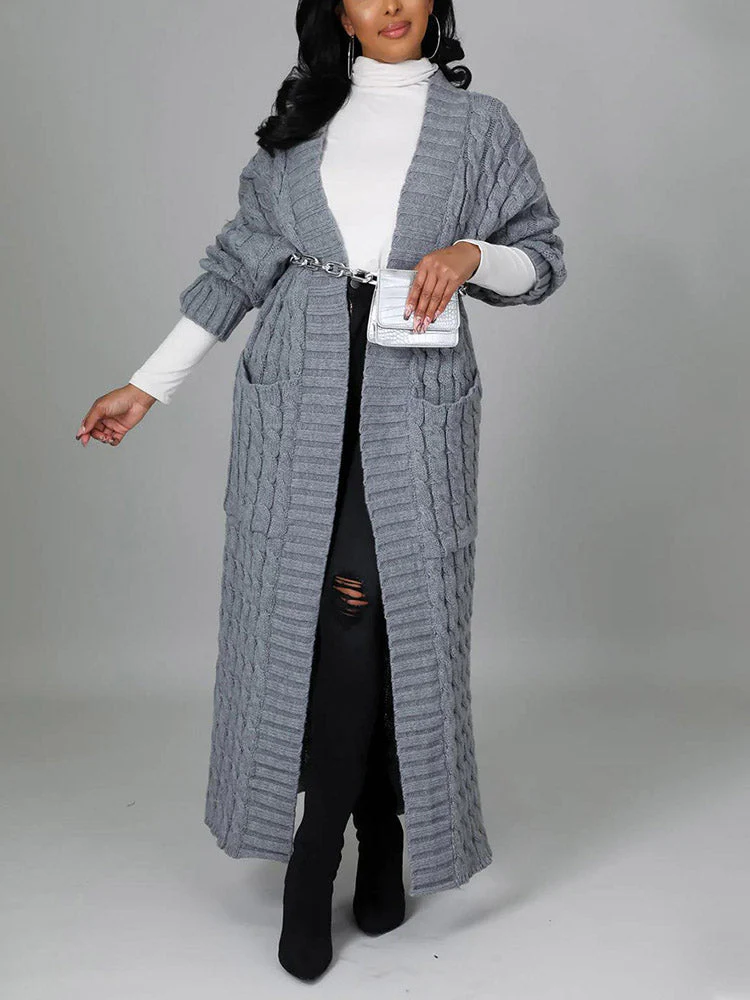 Knitted Solid Graceful Open Front Cardigan - Image 23