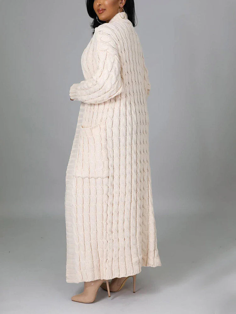 Knitted Solid Graceful Open Front Cardigan - Image 26