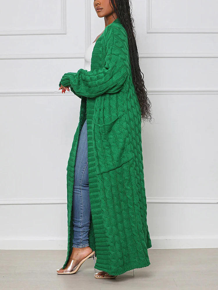 Knitted Solid Graceful Open Front Cardigan - Image 3