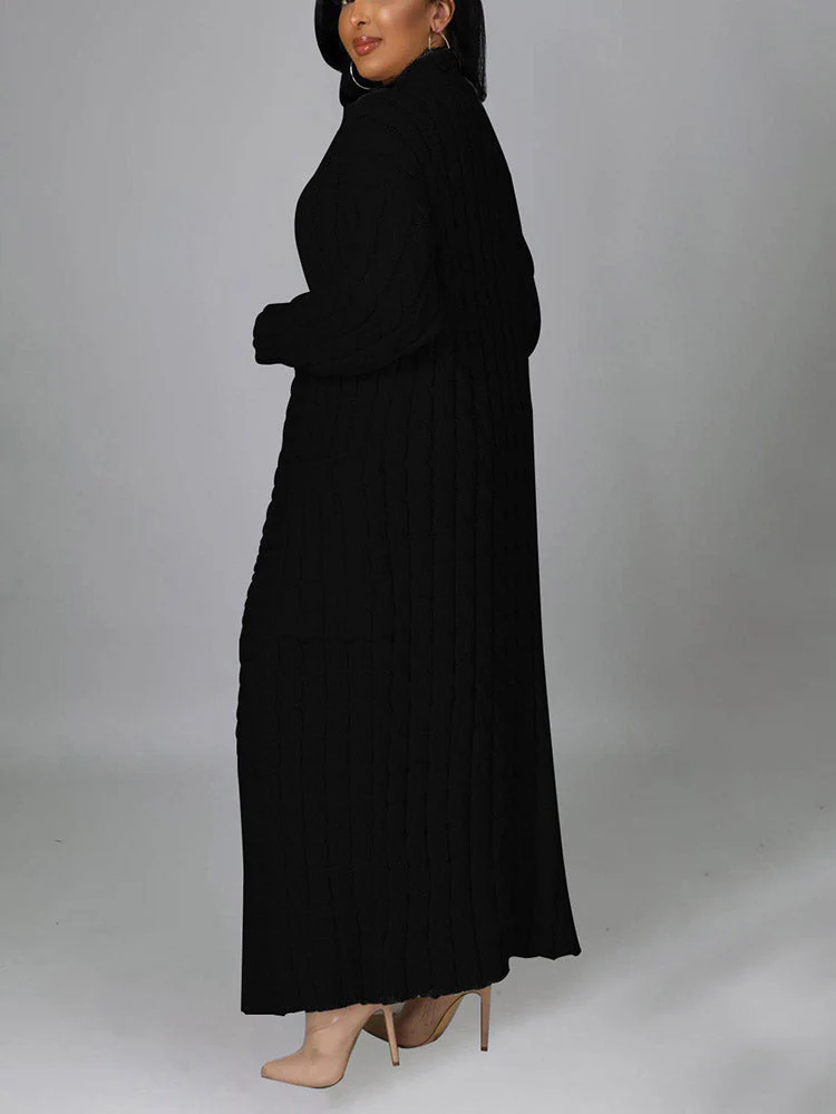 Knitted Solid Graceful Open Front Cardigan - Image 30