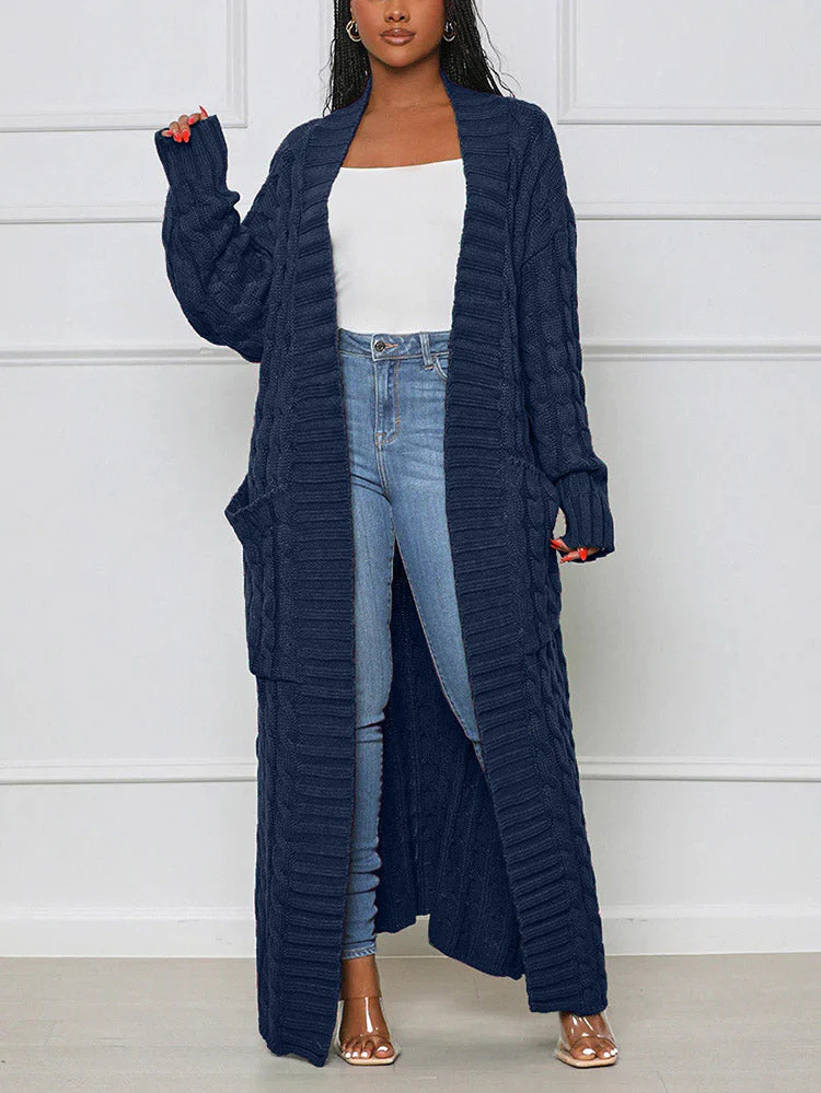 Knitted Solid Graceful Open Front Cardigan - Image 31