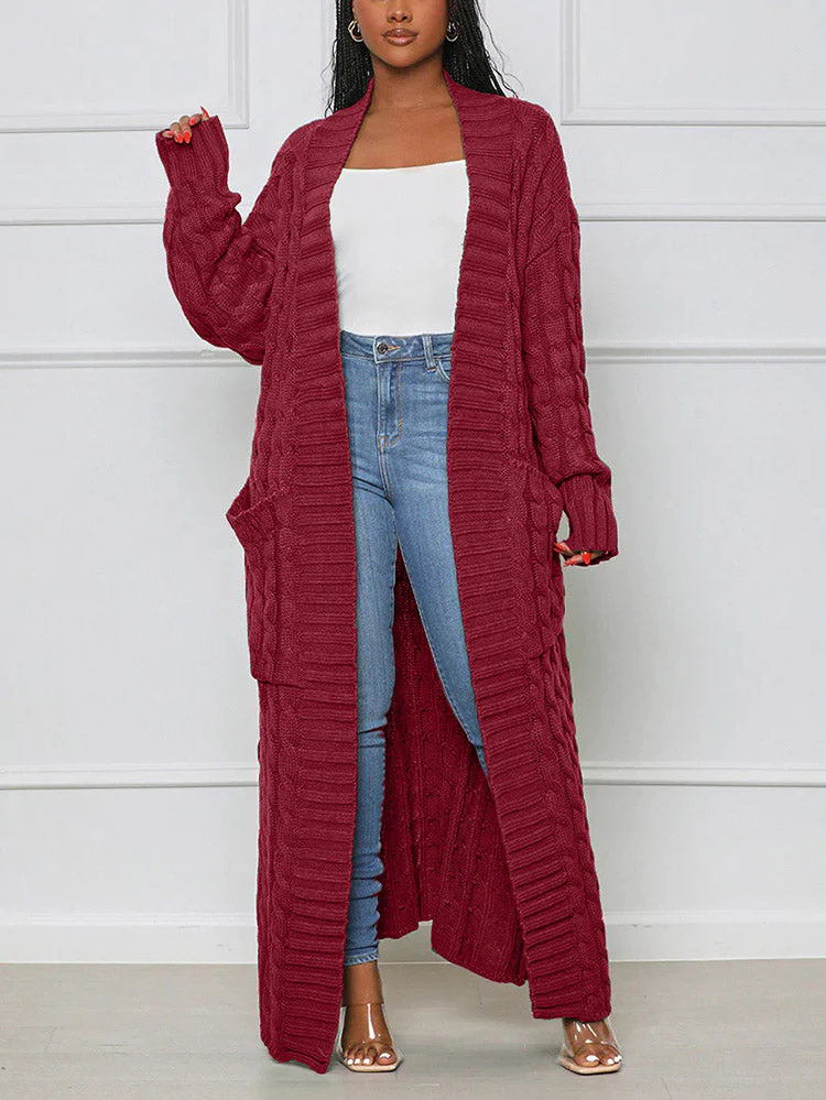 Knitted Solid Graceful Open Front Cardigan - Image 32
