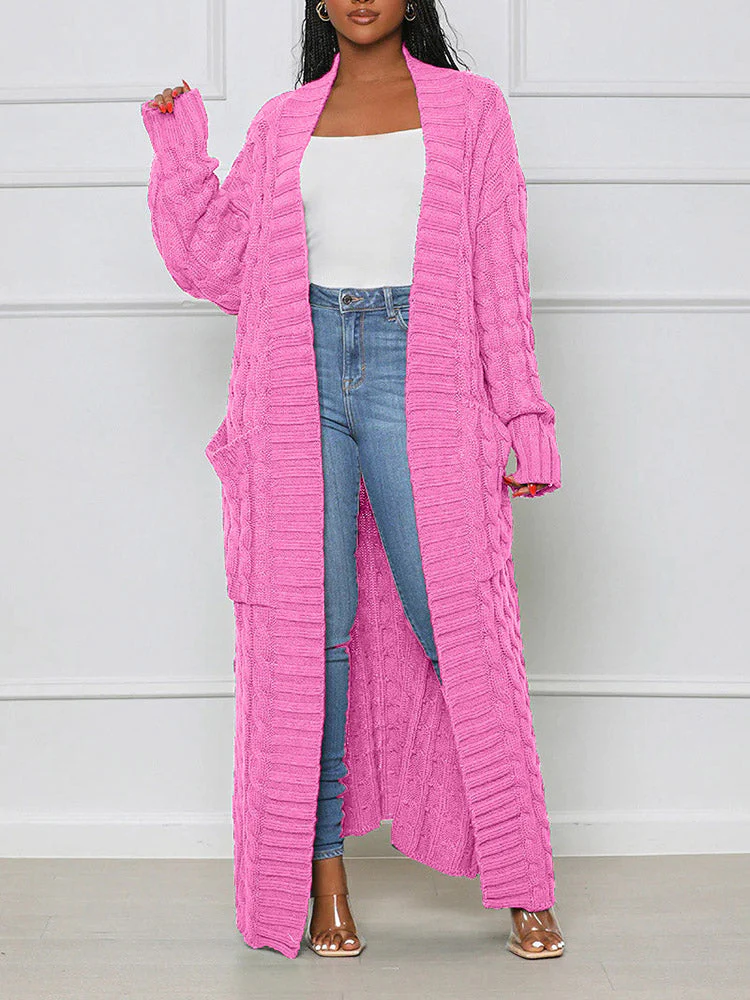 Knitted Solid Graceful Open Front Cardigan - Image 33