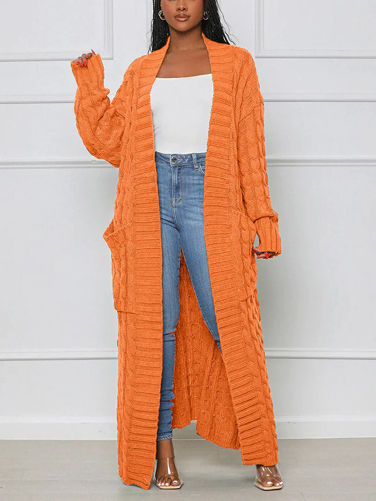 Knitted Solid Graceful Open Front Cardigan - Image 36
