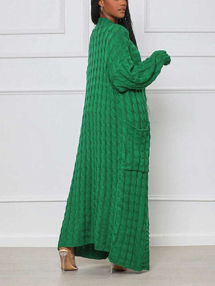 Knitted Solid Graceful Open Front Cardigan - Image 4