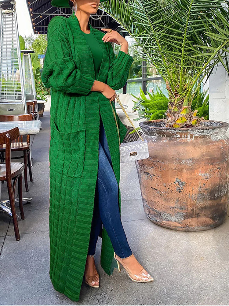 Knitted Solid Graceful Open Front Cardigan - Image 5
