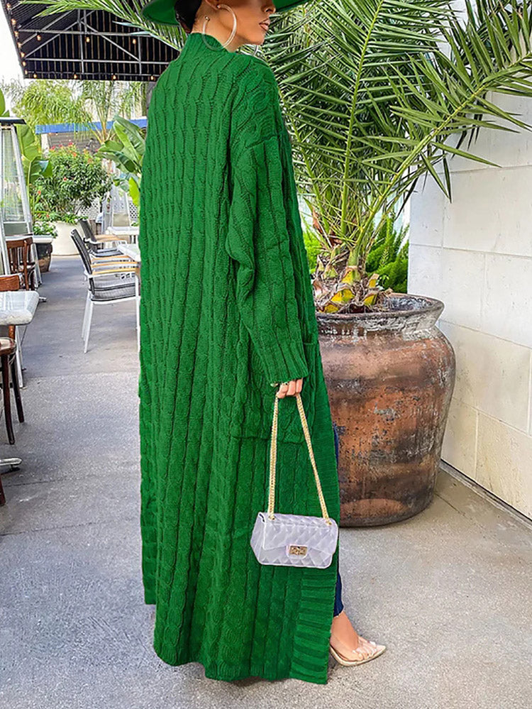 Knitted Solid Graceful Open Front Cardigan - Image 6
