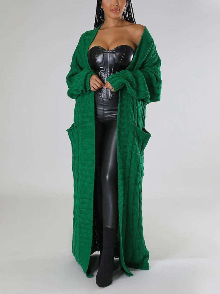 Knitted Solid Graceful Open Front Cardigan - Image 7