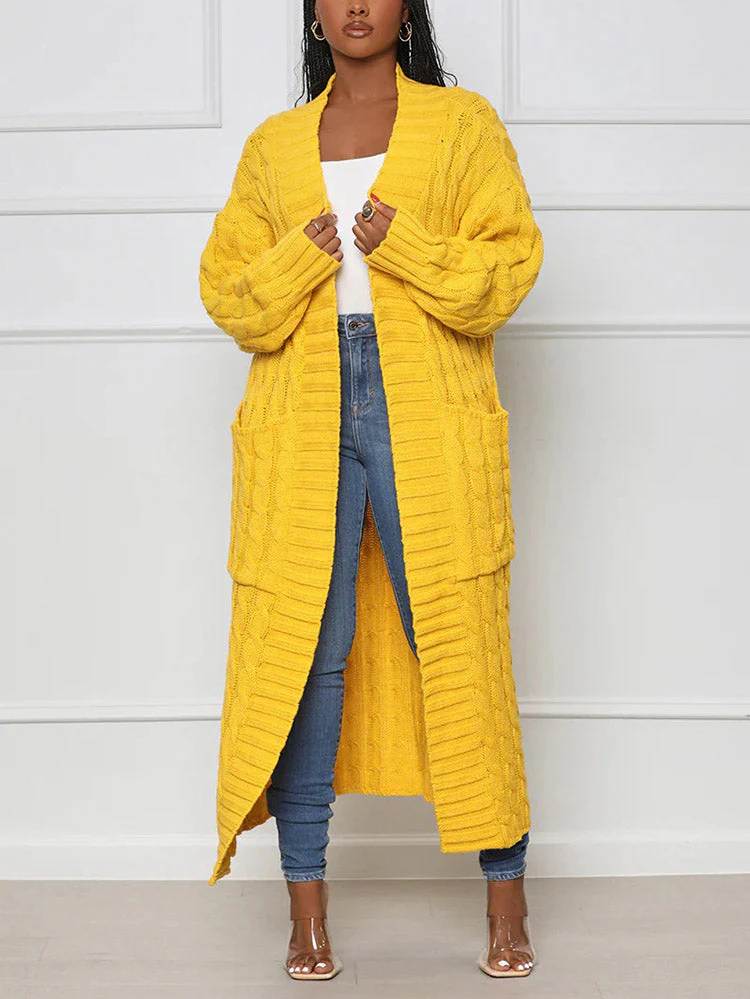 Knitted Solid Graceful Open Front Cardigan - Image 8