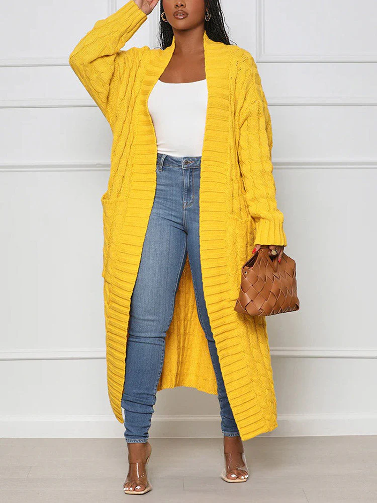 Knitted Solid Graceful Open Front Cardigan - Image 9