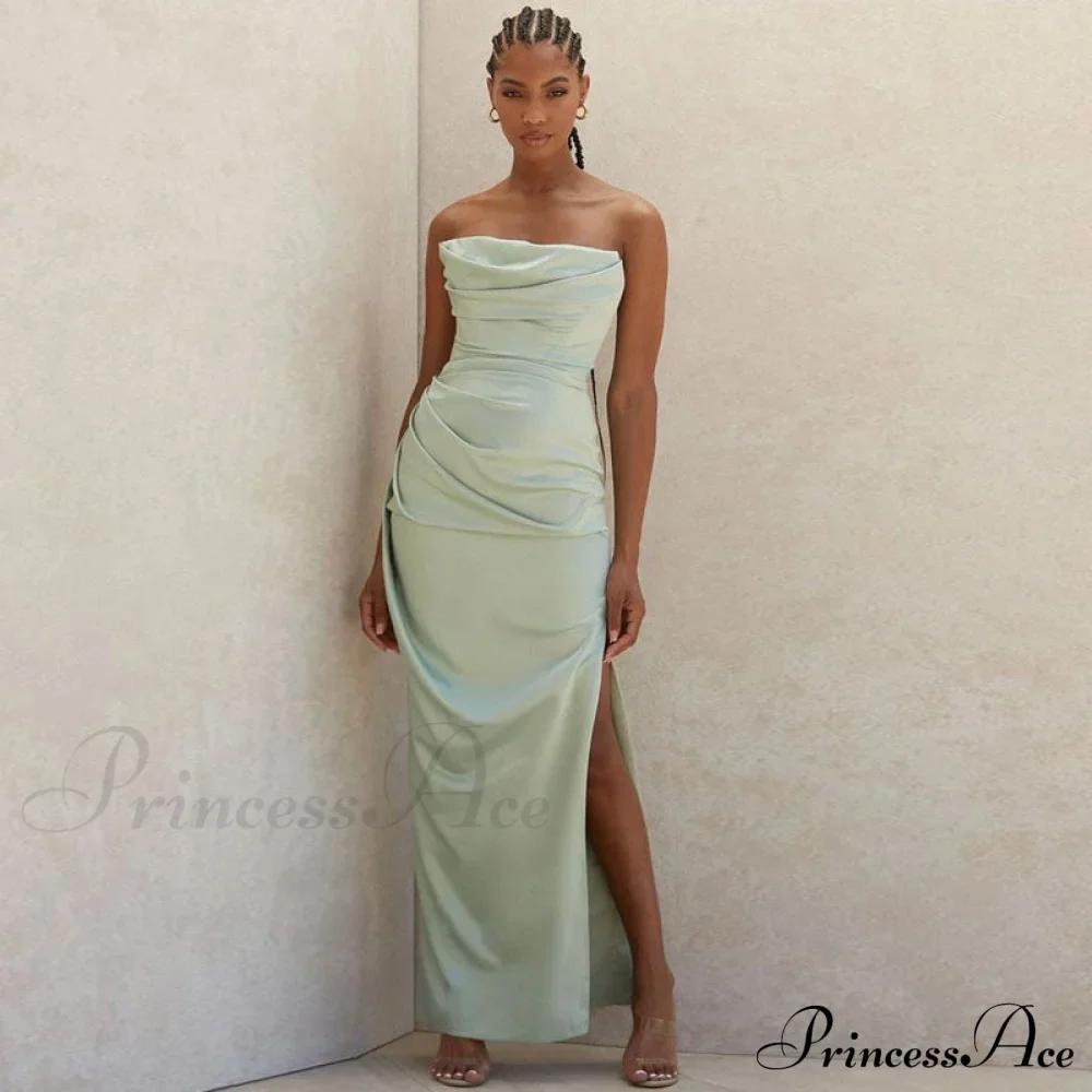 Cowl Neck Strapless Slit Modern Maxi Evening Dress - Black