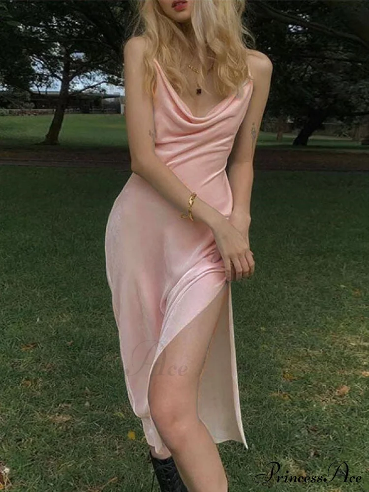 Cowl Neck Side Split Maxi Dress - Image 3
