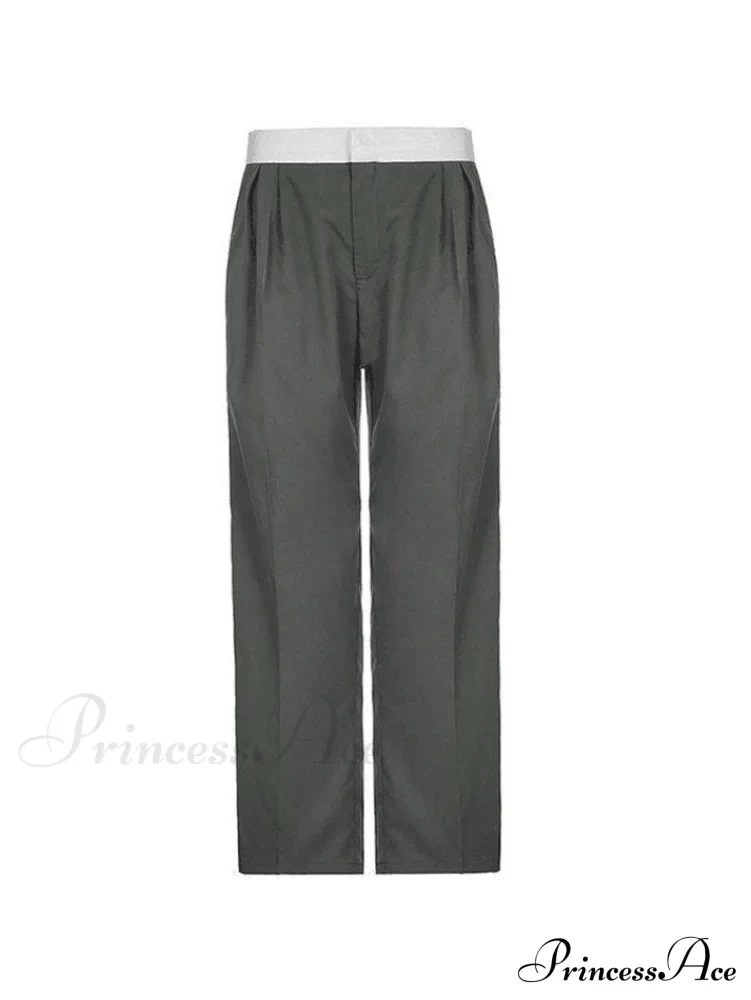 Contrast Waist Graceful Pleated Tailored Pants - Image 3