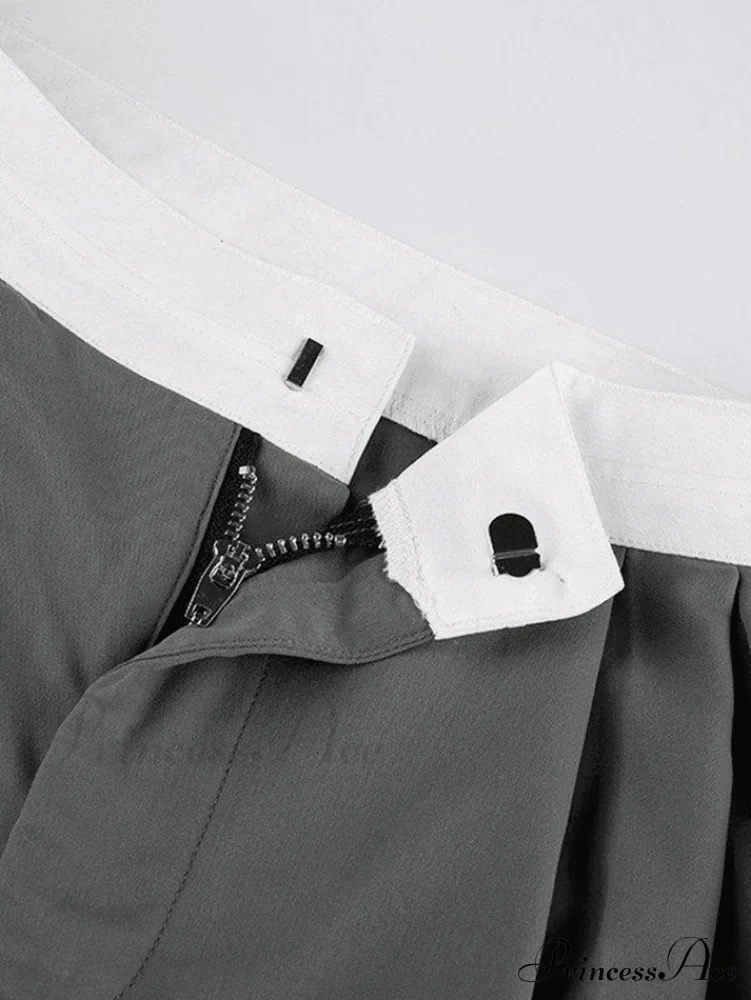 Contrast Waist Graceful Pleated Tailored Pants - Image 4
