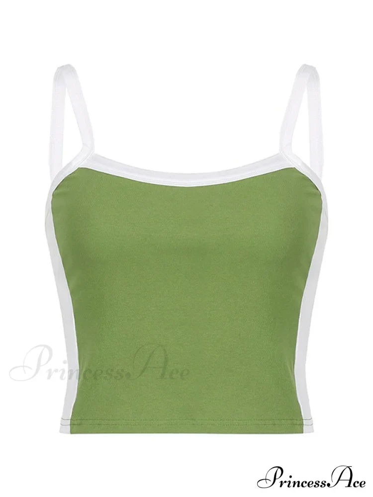 Contrast Trim Rib-Knit Trendy Crop Cami Top - Image 4