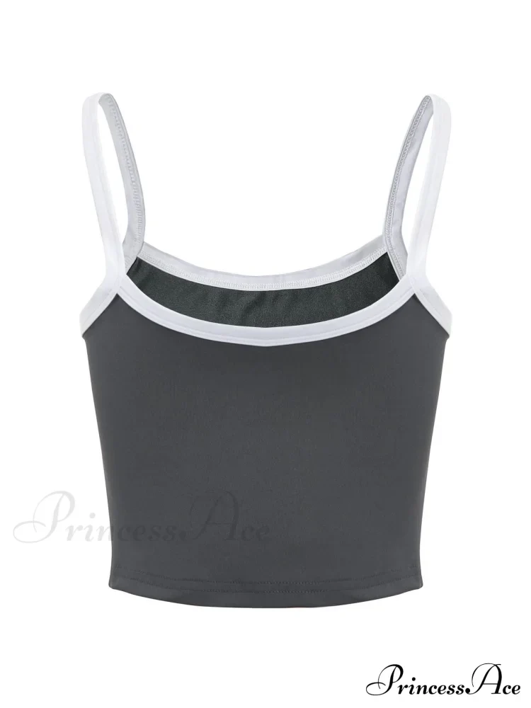 Contrast Trim Rib-Knit Trendy Crop Cami Top - Image 43