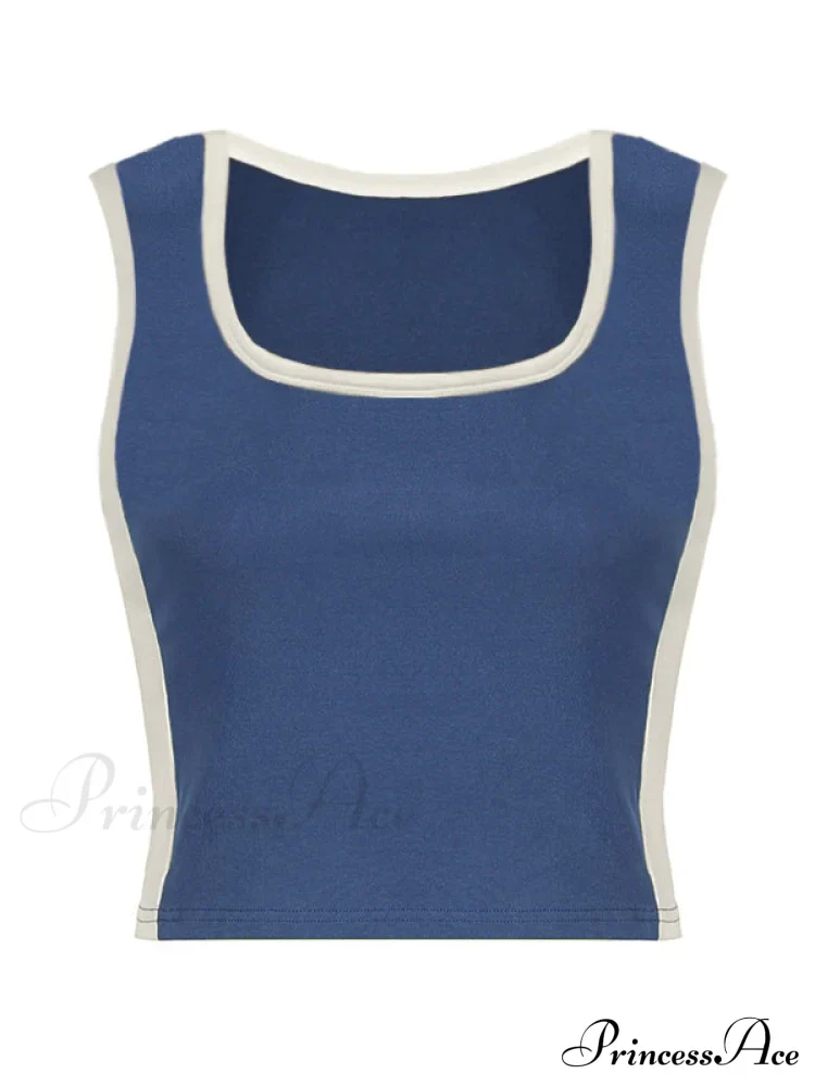 Contrast Trim Rib-Knit Trendy Crop Cami Top - Image 58