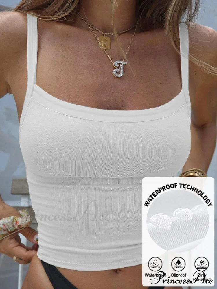 Contrast Trim Rib-Knit Trendy Crop Cami Top - Image 60