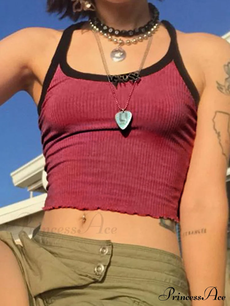 Classic Black and Red Dual-Tone Crop Top - Image 3