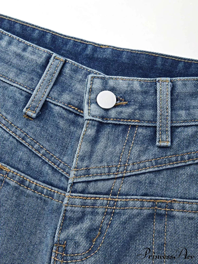 Blue Denim Graceful Cargo Mini Skirt - Image 4