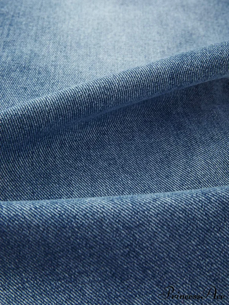 Blue Denim Graceful Cargo Mini Skirt - Image 7