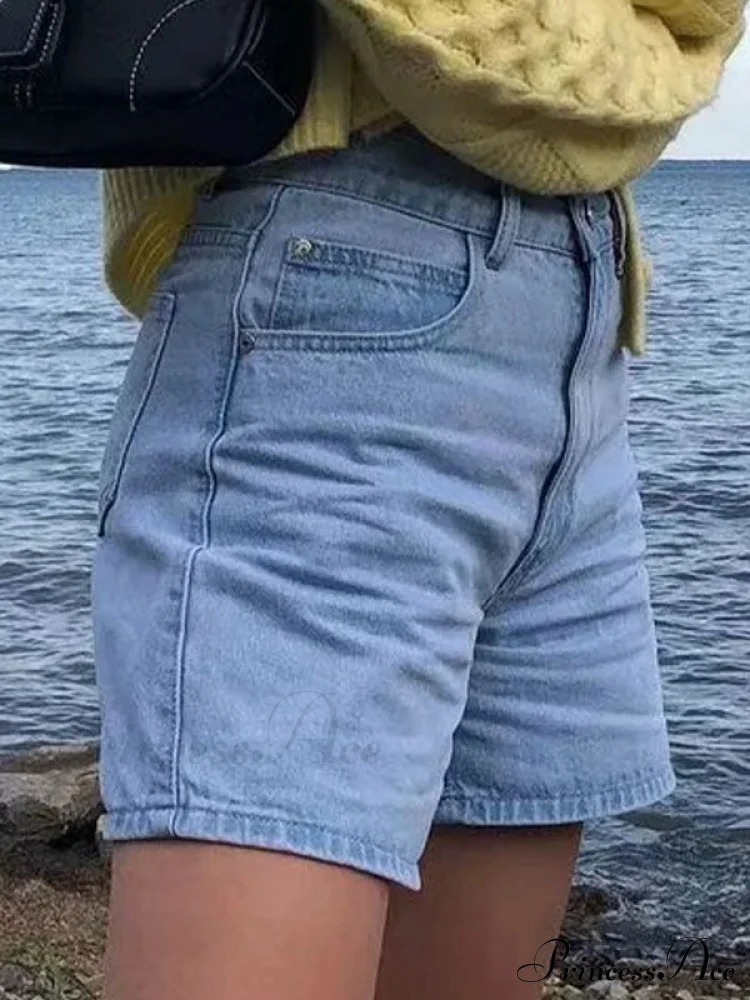 Basic Wash Straight Trendy Boyfriend Short - Image 3