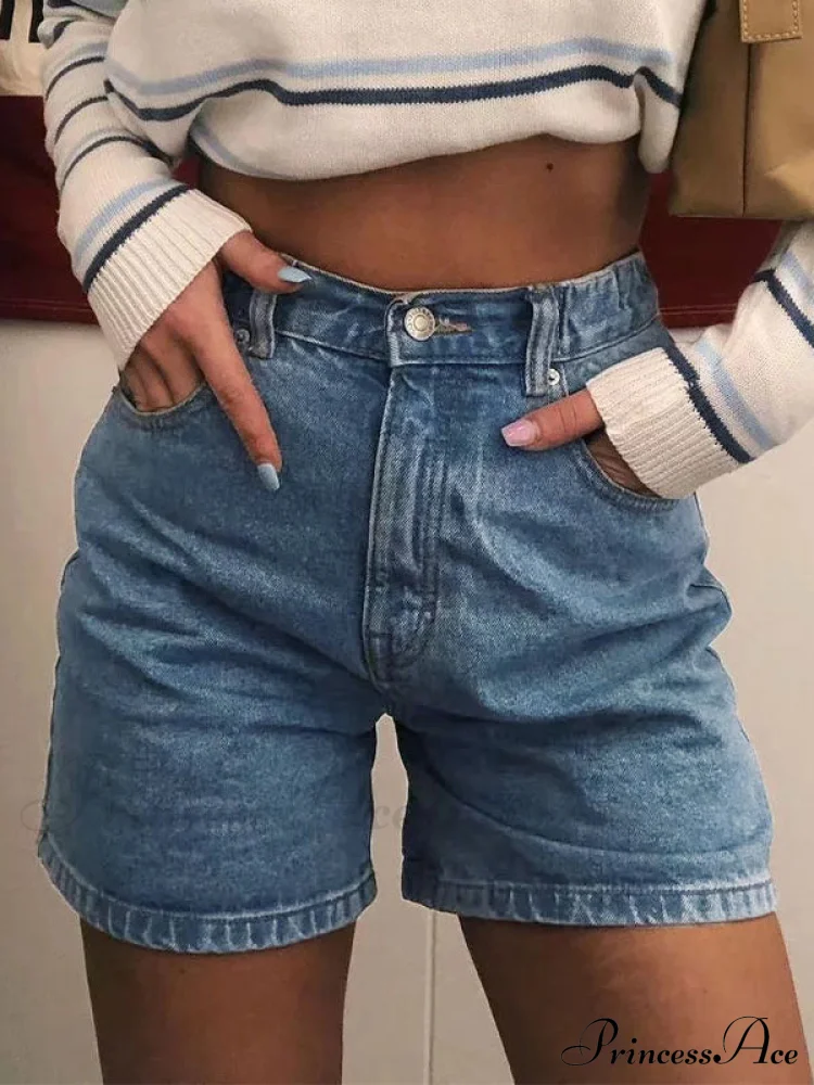 Basic Wash Straight Trendy Boyfriend Short - Image 6