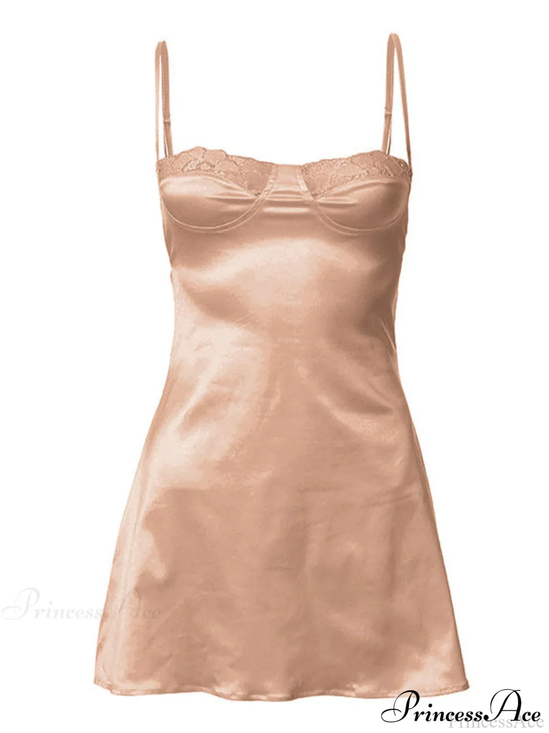 Backless Lace Paneled Trendy Satin Mini Dress - Image 11