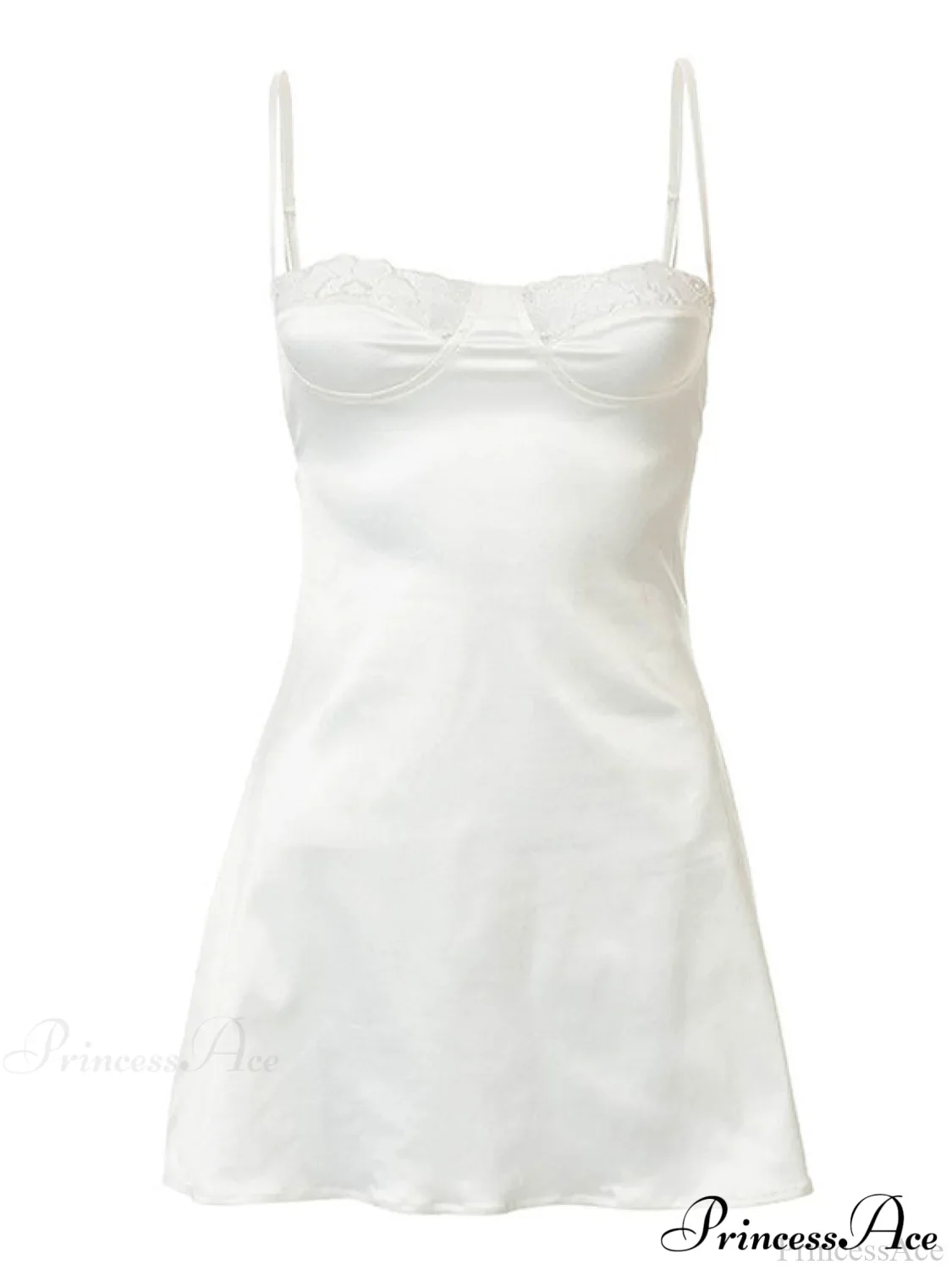 Backless Lace Paneled Trendy Satin Mini Dress - Image 14