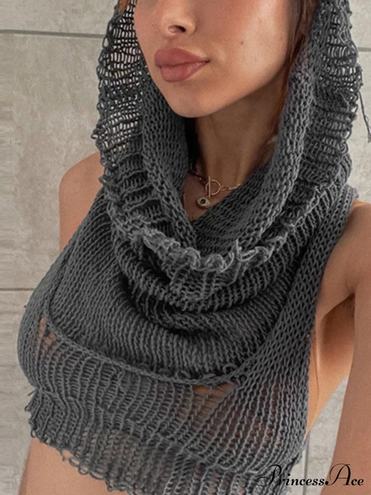 Hooded Cold Graceful Shoulder Crop Top - Image 4