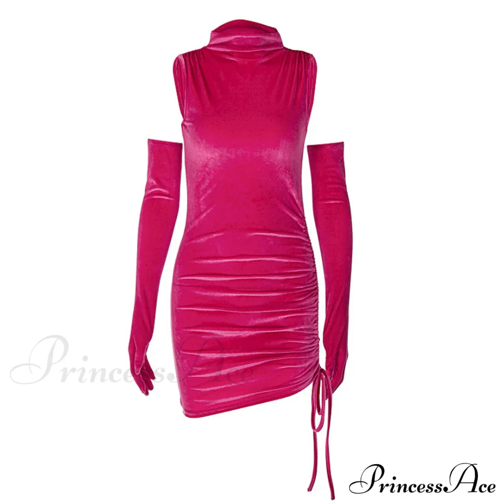 High Neck Ribbed Knit Modern Long Sleeve Maxi Dress - Image 3