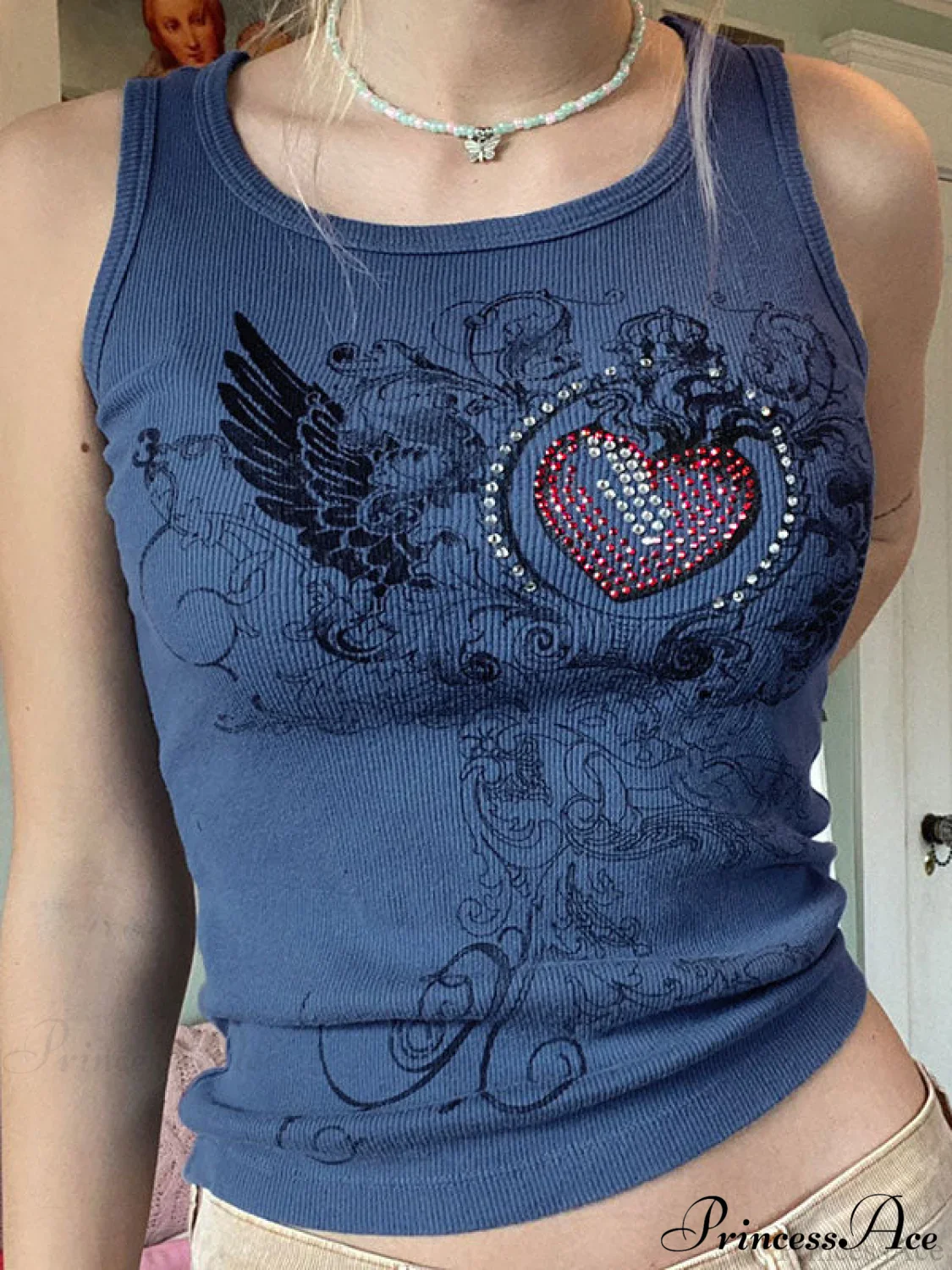 Heart Print Graceful White Crop Top - Image 8