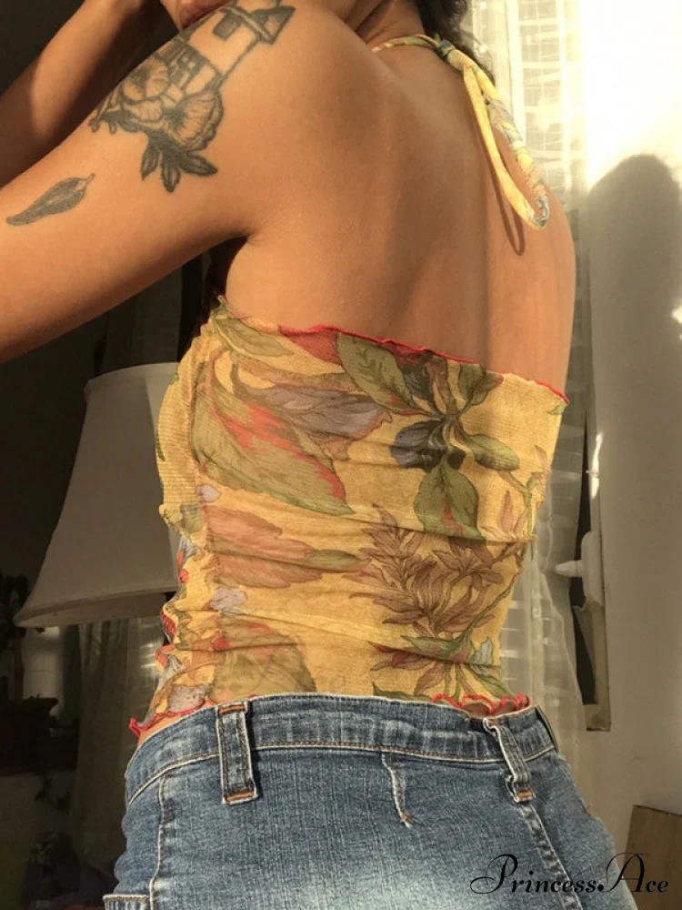 Halter Letter Heart Trendy Print Crop Top - Image 3