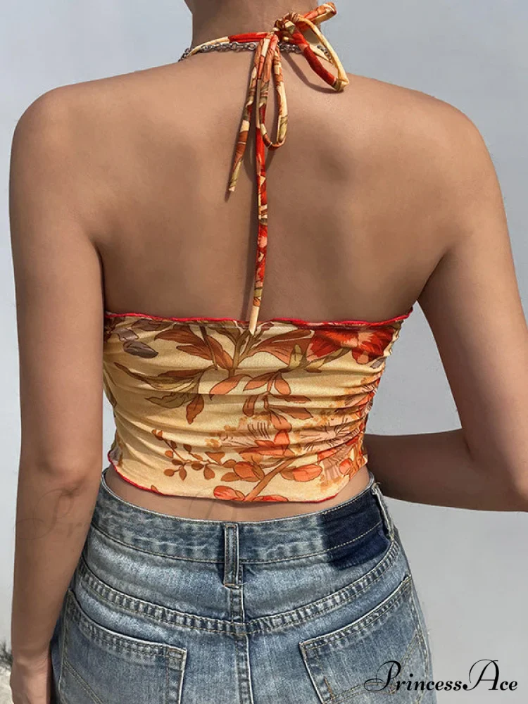 Halter Letter Heart Trendy Print Crop Top - Image 7