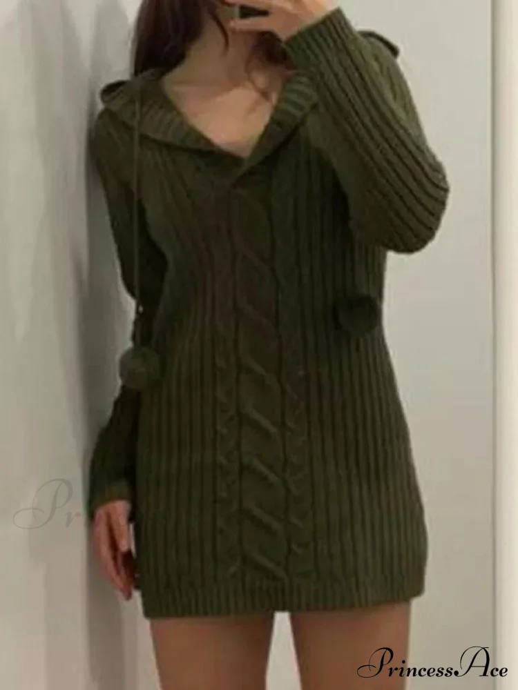 Green Halter Graceful Knitted Mini Dress - Image 2