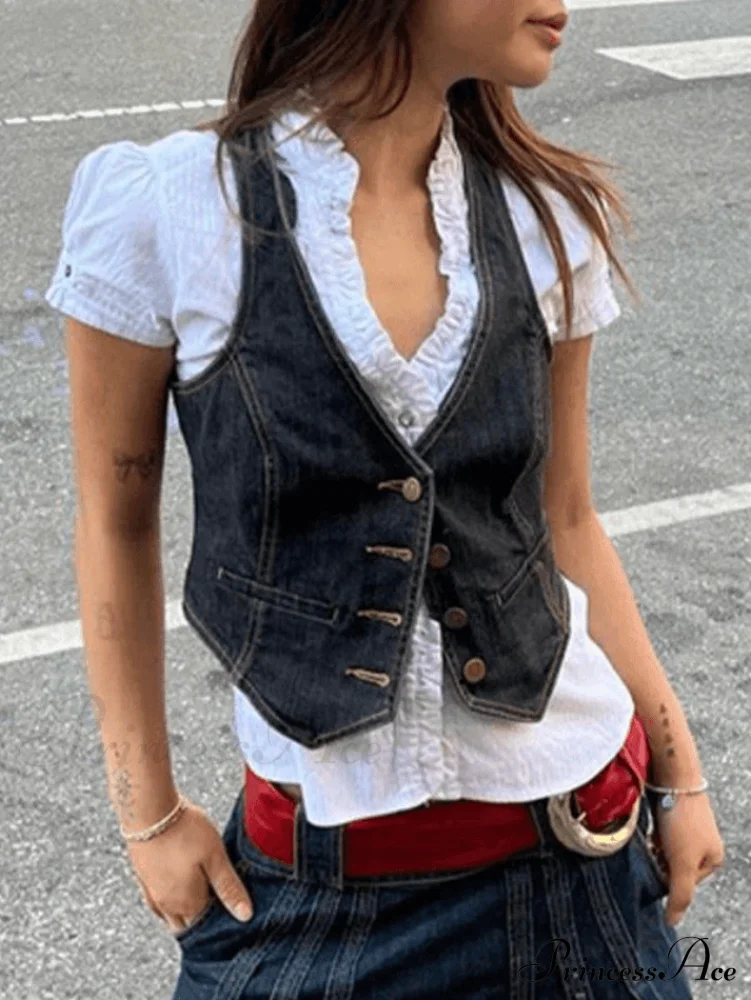 Button Up Eyelet Trendy Embroidery Crop Top - Image 2