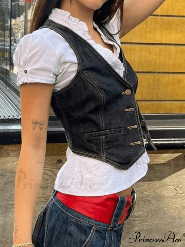Button Up Eyelet Trendy Embroidery Crop Top - Image 3