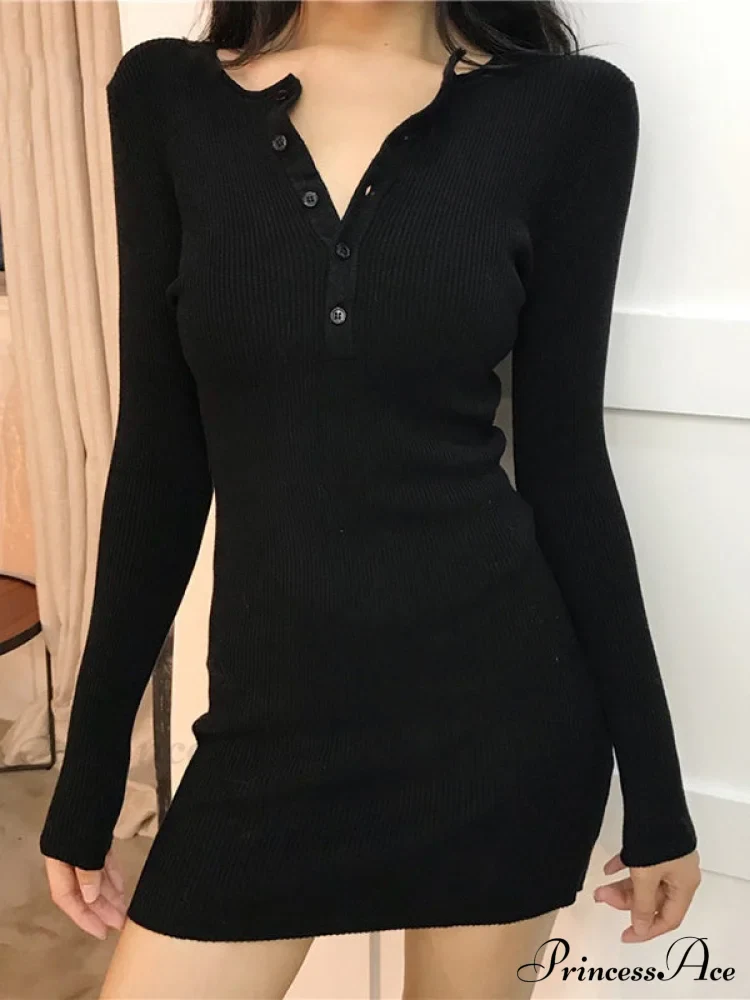 Button Front Patchwork Trendy Long Sleeve Mini Dress - Image 4