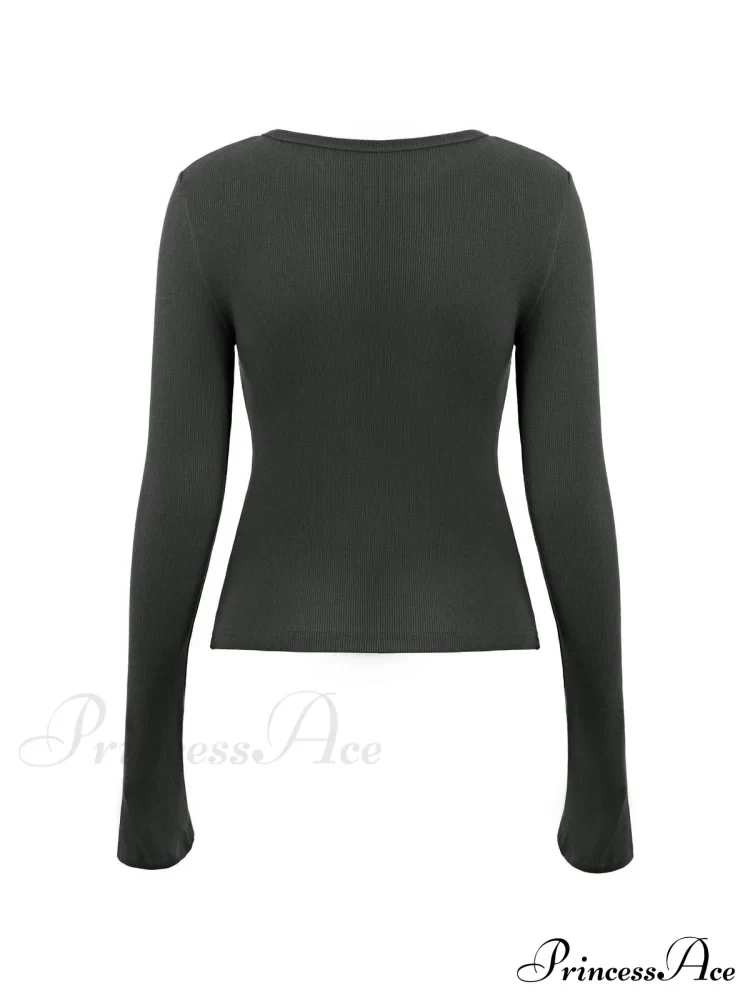 Minimalist Versatile Buttoned Knit Top - Image 6