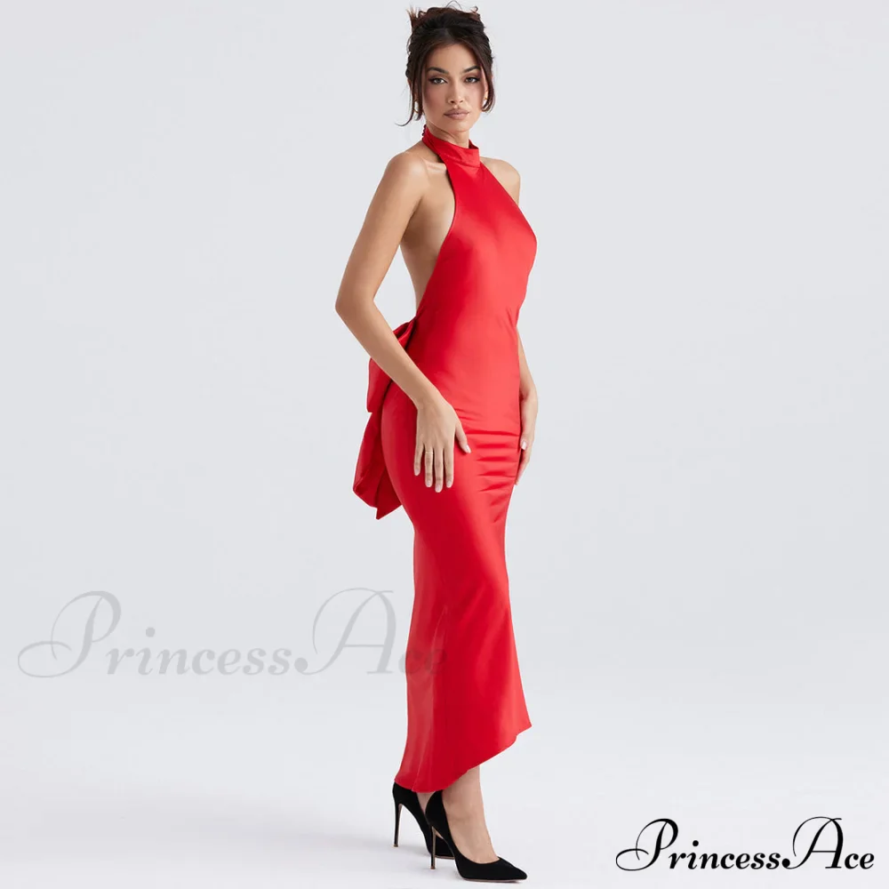 Bowknot Contrast Color Strapless Bodycon Classic Party Maxi Dress - Image 2