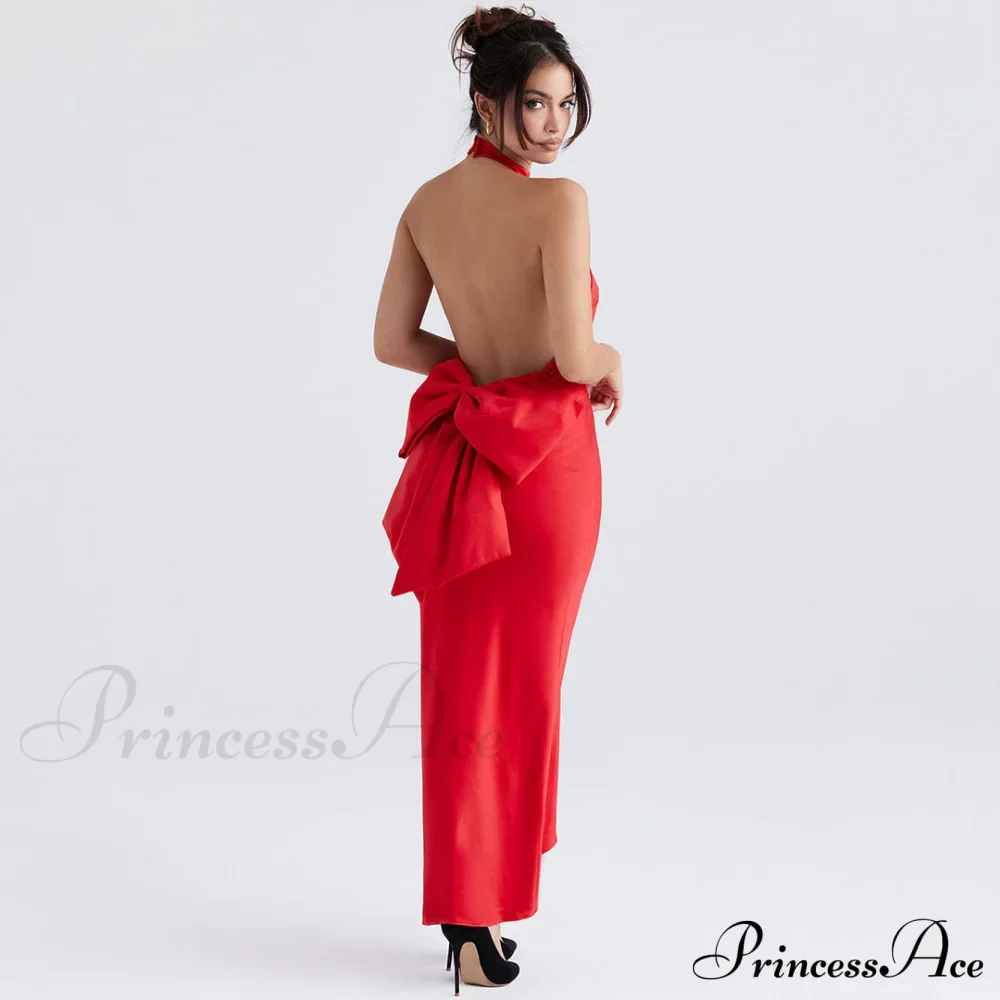 Bowknot Contrast Color Strapless Bodycon Classic Party Maxi Dress - Image 3