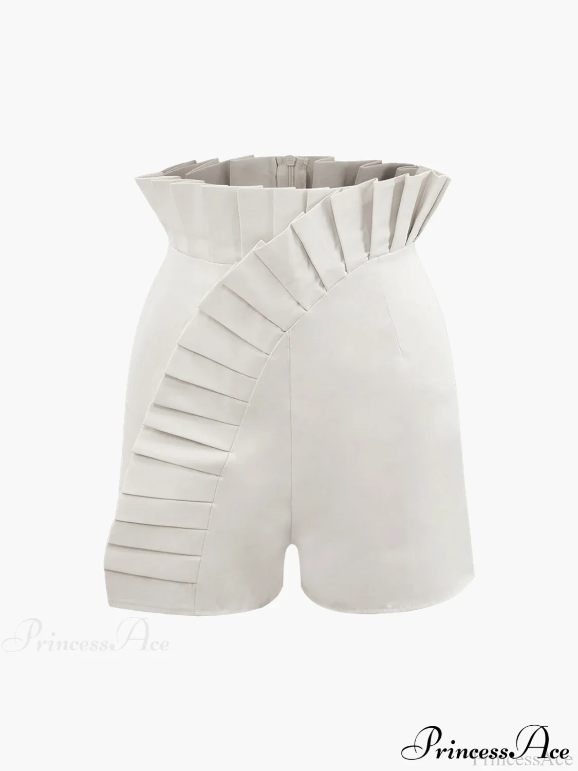 Asymmetric Pleated Graceful Zip Shorts - Image 2