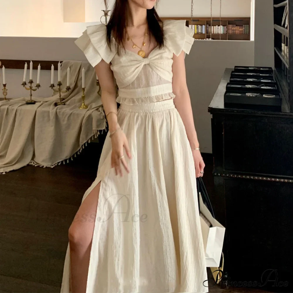 French Retro TwoPiece Dress with Bow - Image 2