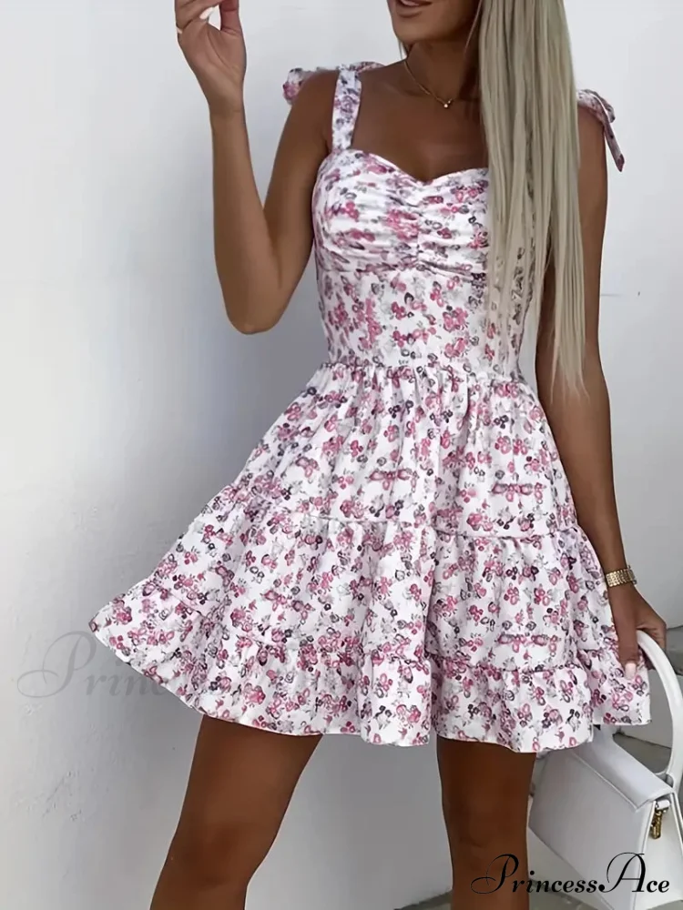 Floral Print Ruffle Hem Cami Dress with Spaghetti Straps