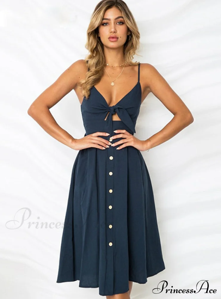 V Backless Midi Length Tunic Beach Dress