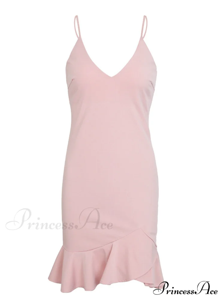V Neck Ruffle Strap Mini Dress for Women - Image 4